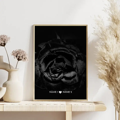 Personalisiertes Liebes Poster Schwarze Rose Mit Namen