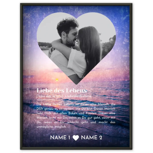Personalisiertes Poster Liebe Herz Foto Vintage Definition Liebe