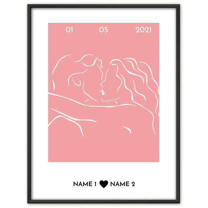 Personalisiertes Poster Liebe Line Art Paar Mit Datum & Namen