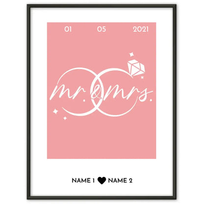 Personalisiertes Poster Liebe Line Art Mr Mrs Mit Datum & Namen