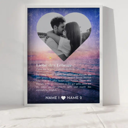 Personalisiertes Poster Liebe Herz Foto Vintage Definition Liebe