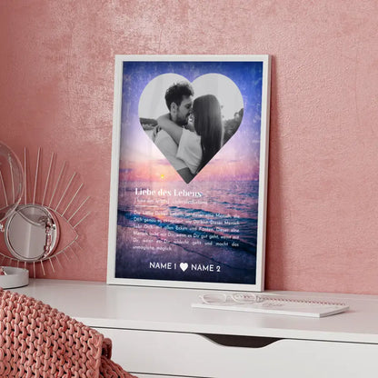 Personalisiertes Poster Liebe Herz Foto Vintage Definition Liebe