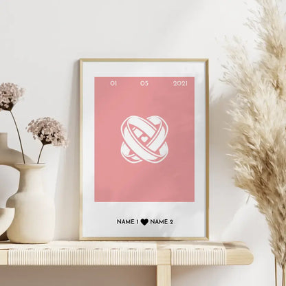 Personalisiertes Poster Liebe Herz Ringe Mit Datum & Namen