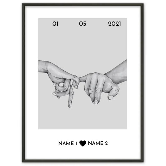 Personalisiertes Poster Liebe Hände Mit Datum & Namen