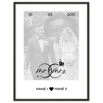 Personalisiertes Poster Liebe Foto Mr & Mrs Mit Datum Foto & Namen