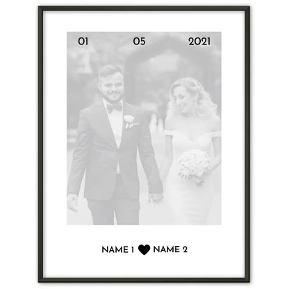 Personalisiertes Poster Liebe Foto White Wash Mit Datum Foto & Namen