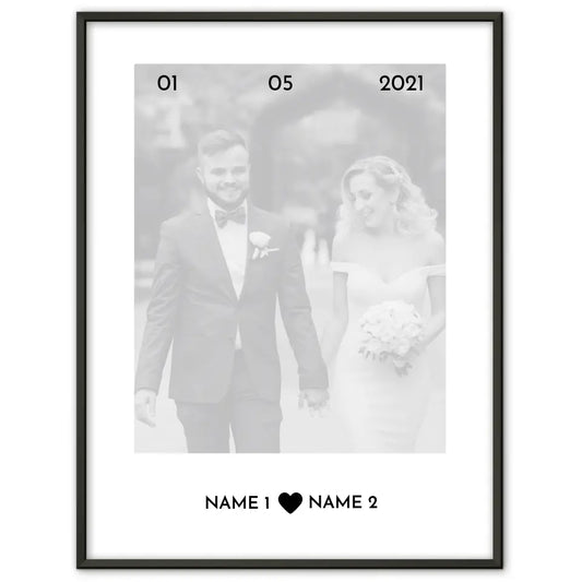 Personalisiertes Poster Liebe Foto White Wash Mit Datum Foto & Namen