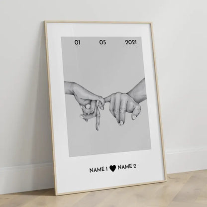 Personalisiertes Poster Liebe Hände Mit Datum & Namen