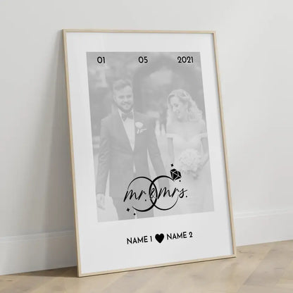Personalisiertes Poster Liebe Foto Mr & Mrs Mit Datum Foto & Namen