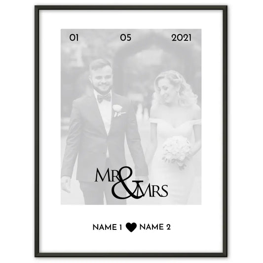 Personalisiertes Poster Liebe Mr And Mrs Mit Datum Foto & Namen