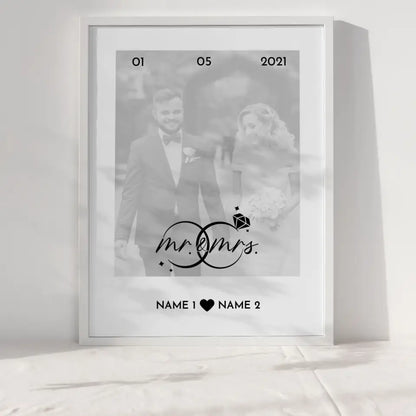 Personalisiertes Poster Liebe Foto Mr & Mrs Mit Datum Foto & Namen
