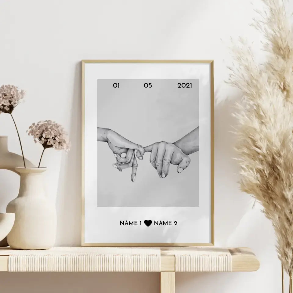 Personalisiertes Poster Liebe Hände Mit Datum & Namen