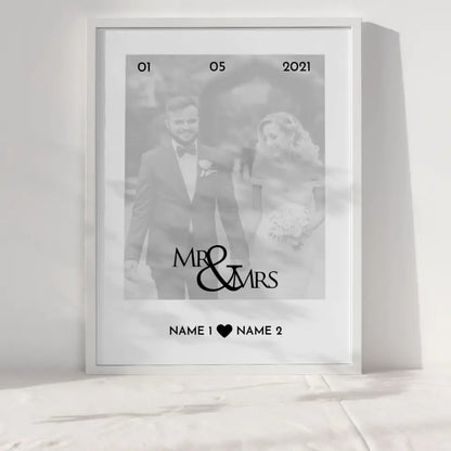 Personalisiertes Poster Liebe Mr And Mrs Mit Datum Foto & Namen