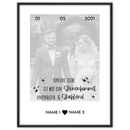 Personalisiertes Poster Liebe Sternenhimmel Mit Datum Foto & Namen