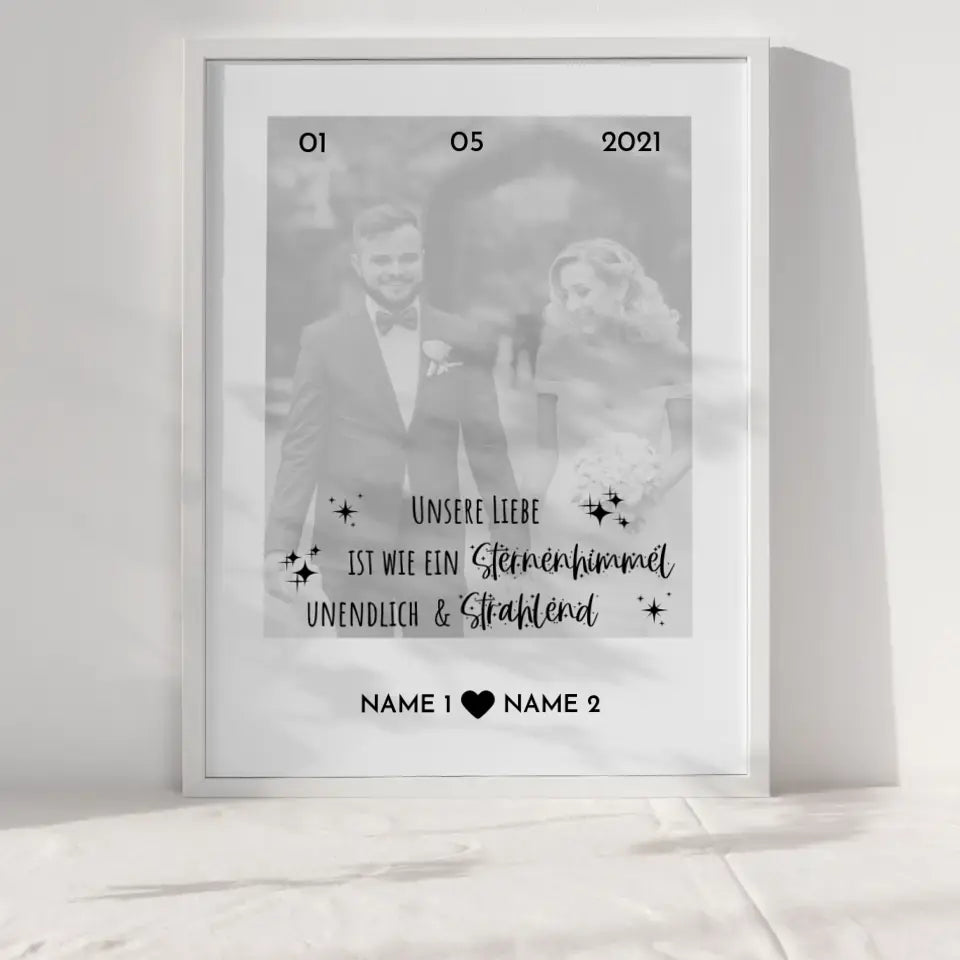 Personalisiertes Poster Liebe Sternenhimmel Mit Datum Foto & Namen