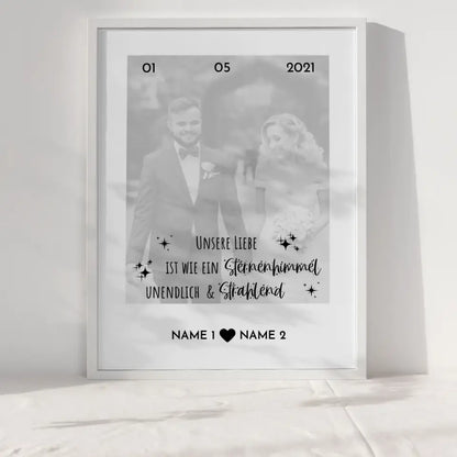 Personalisiertes Poster Liebe Sternenhimmel Mit Datum Foto & Namen