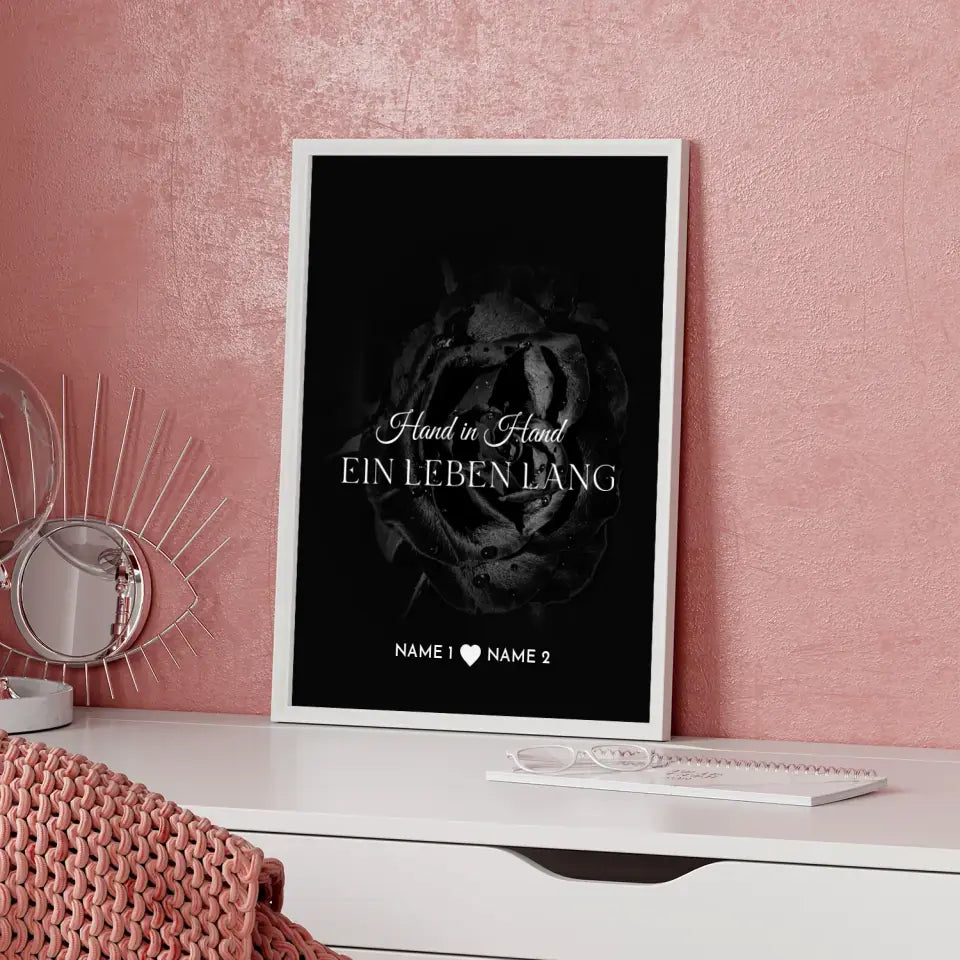 Personalisiertes Poster Liebe Schwarze Rose Wunschtext Mit Namen Wunschtext