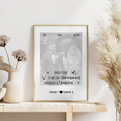 Personalisiertes Poster Liebe Sternenhimmel Mit Datum Foto & Namen