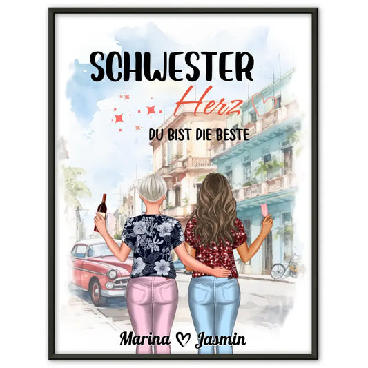 Schwester Poster Personalisiert Schwesterherz Du Bist Die Beste