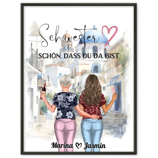 Schwester Poster Schön Dass Du Da Bist mit Wunschtext