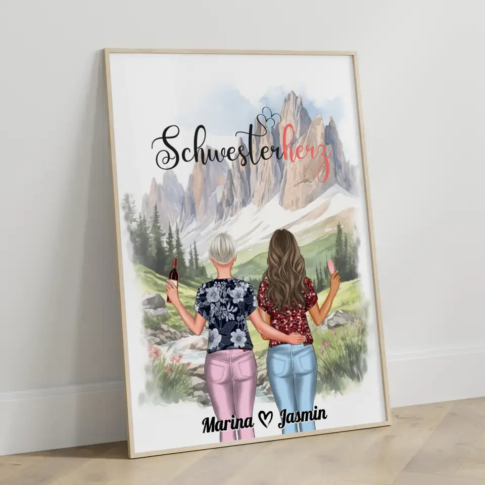 Poster Schwester Personalisiert Schwesterherz mit Wunschtext