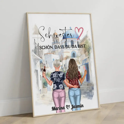 Schwester Poster Schön Dass Du Da Bist mit Wunschtext