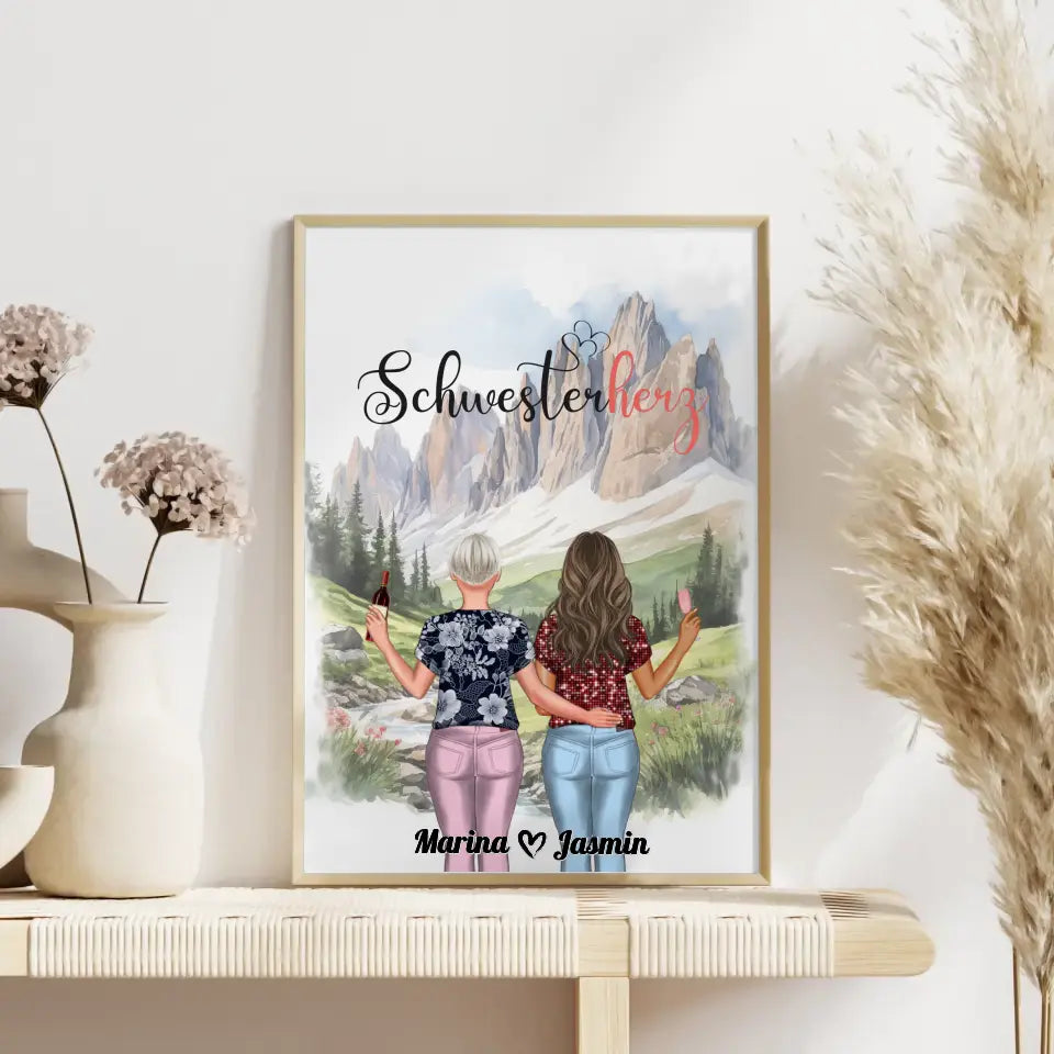 Poster Schwester Personalisiert Schwesterherz mit Wunschtext