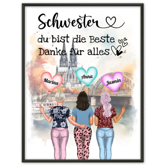 Poster Schwester Personalisiert Du bist die Beste