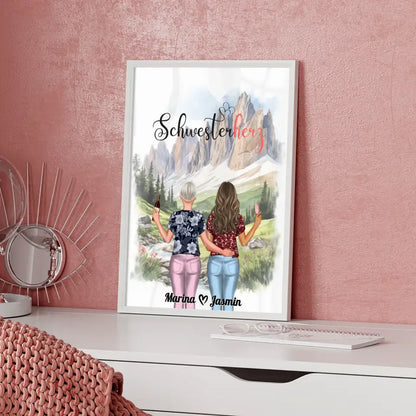 Poster Schwester Personalisiert Schwesterherz mit Wunschtext