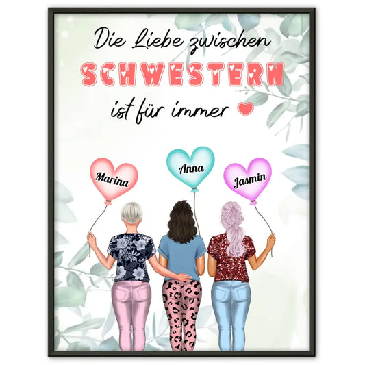 Schwester Poster Liebe zwischen Schwestern mit Wunschtext