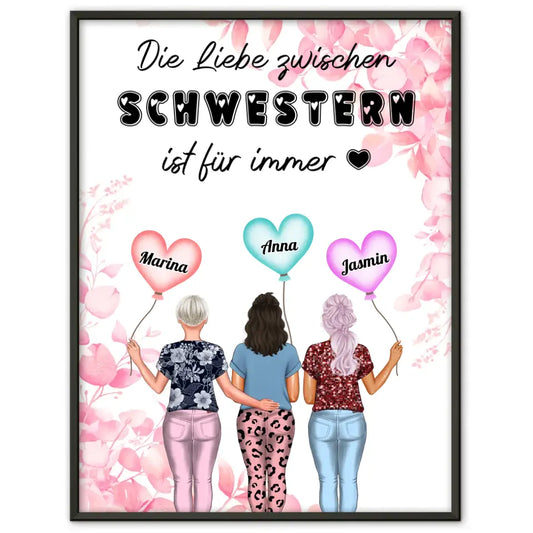 Personalisiertes Poster Schwester Liebe zwischen Schwestern 1