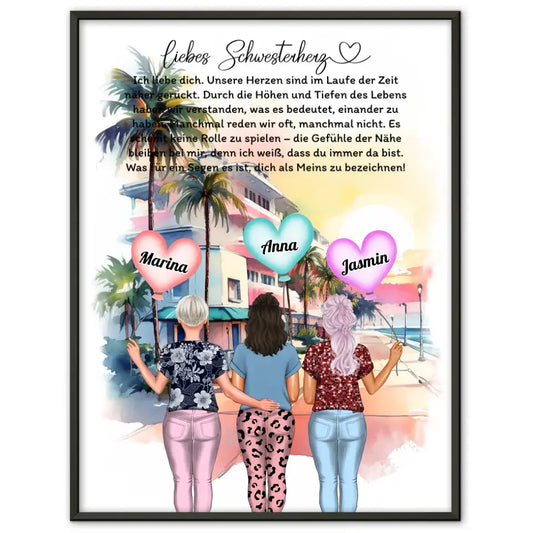 Poster Schwester Personalisiert Schwester Ich Liebe Dich 1