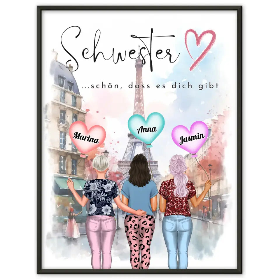 Schwester Poster Schwesterherz Schön Dass Du Da Bist mit Wunschtext