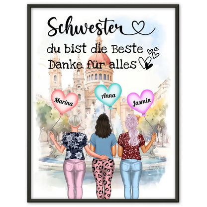 Personalisiertes Poster Schwester Du bist die Beste