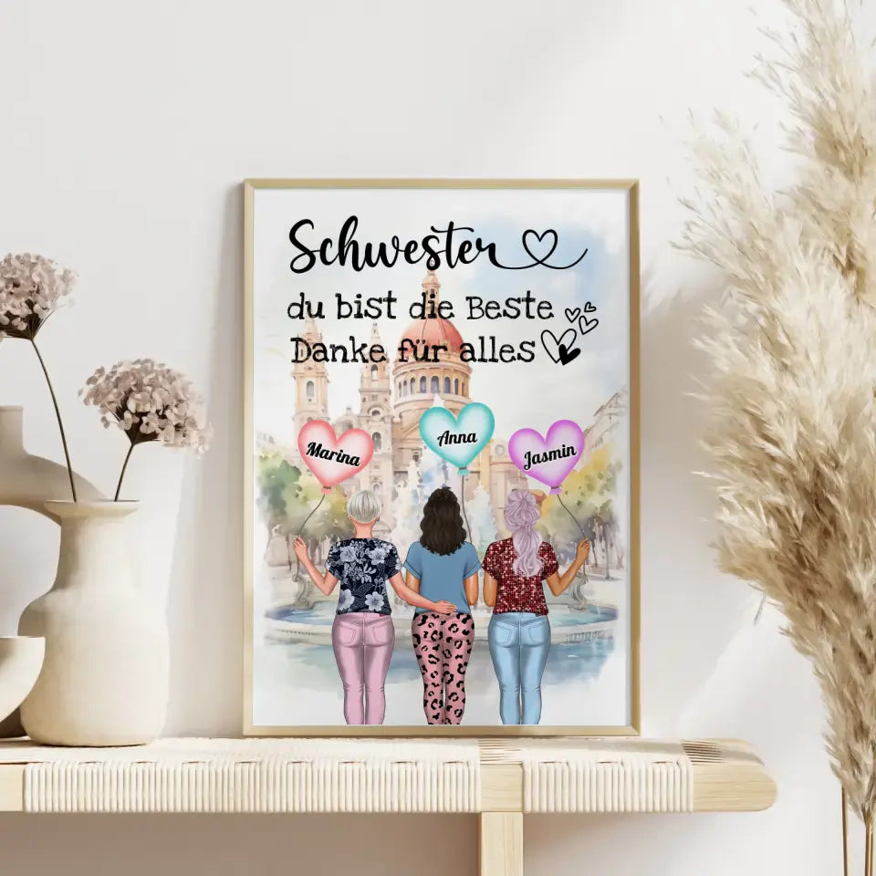 Personalisiertes Poster Schwester Du bist die Beste