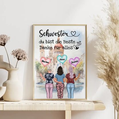 Personalisiertes Poster Schwester Du bist die Beste