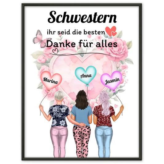 Schwester Poster Personalisiert Ihr seid die Besten Mit Namen