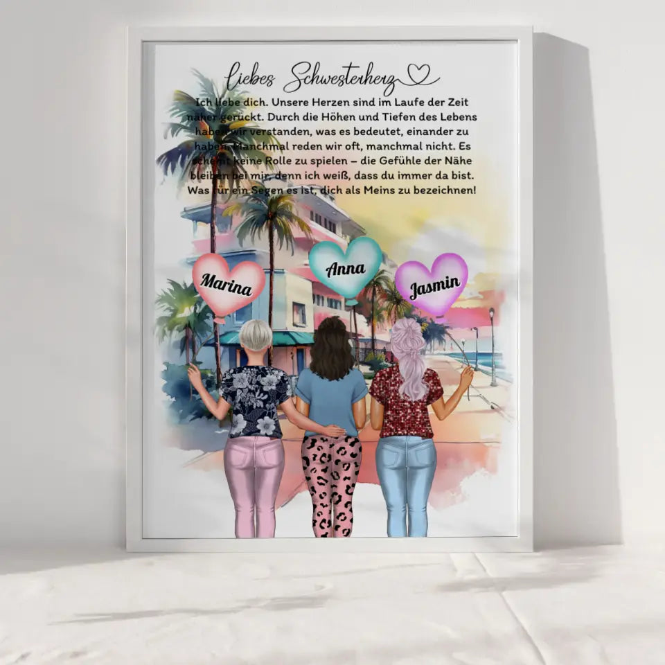 Poster Schwester Personalisiert Schwester Ich Liebe Dich