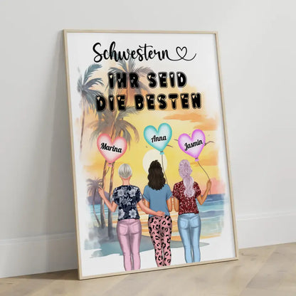 Poster Schwester Schwestern ihr seid die Besten mit Wunschtext