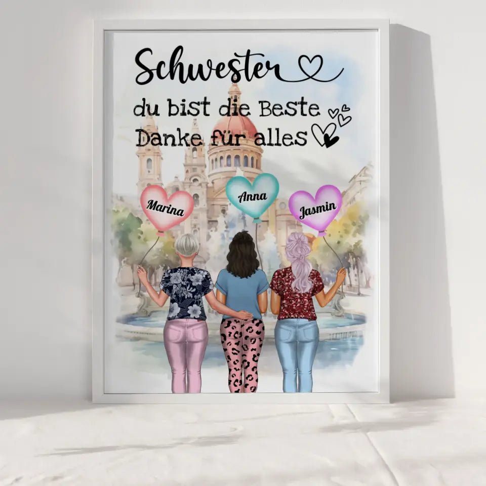 Personalisiertes Poster Schwester Du bist die Beste