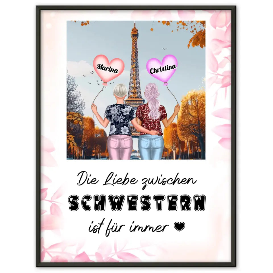 Poster Schwester Personalisiert Liebe zwischen Schwestern Frankreich