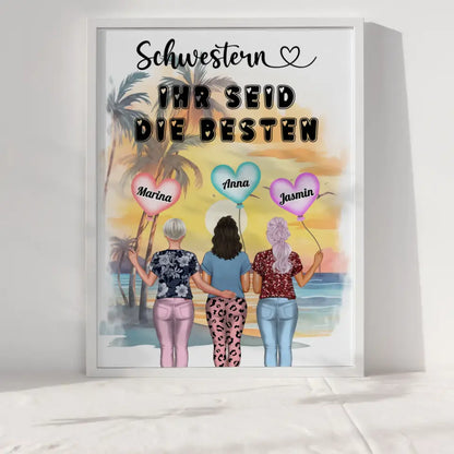 Poster Schwester Schwestern ihr seid die Besten mit Wunschtext