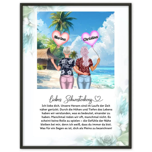 Schwesterherz Poster Schwester Ich Liebe Dich Inselparadies