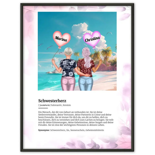 Personalisiertes Poster Schwesterherz Definition Malediven