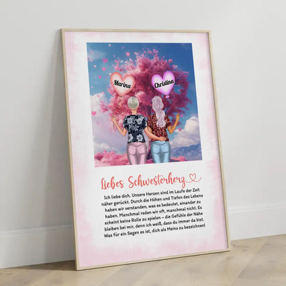 Schwester Poster Personalisiert Schwester Ich Liebe Dich Herzen