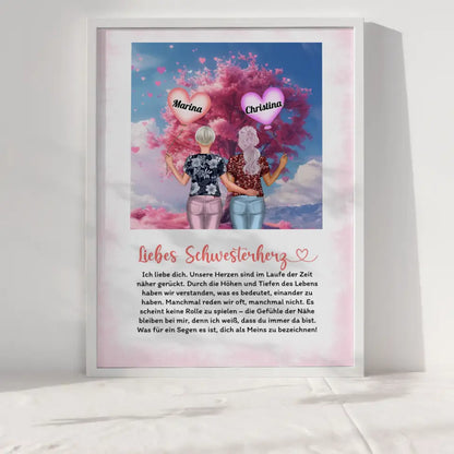 Schwester Poster Personalisiert Schwester Ich Liebe Dich Herzen