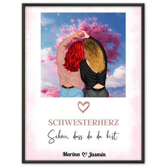 Personalisiertes Poster Schwester Schön Dass Du Da Bist Herzen 1