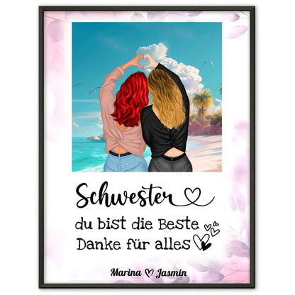 Poster Schwester Personalisiert Du bist die Beste Malediven Beach