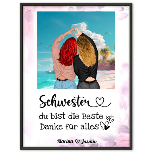 Poster Schwester Personalisiert Du bist die Beste Malediven Beach