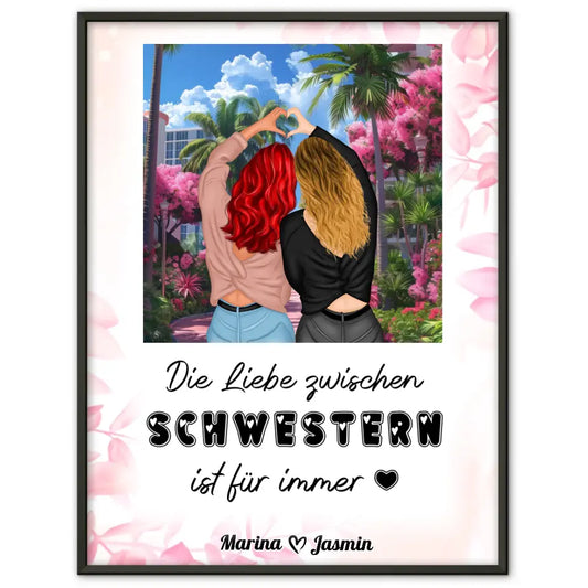 Personalisiertes Poster Schwester Liebe zwischen Schwestern Paradies 1